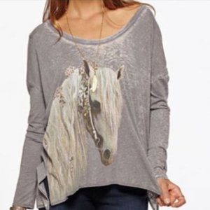 Chaser Floral Mane Burnout Tee Horse Graphic